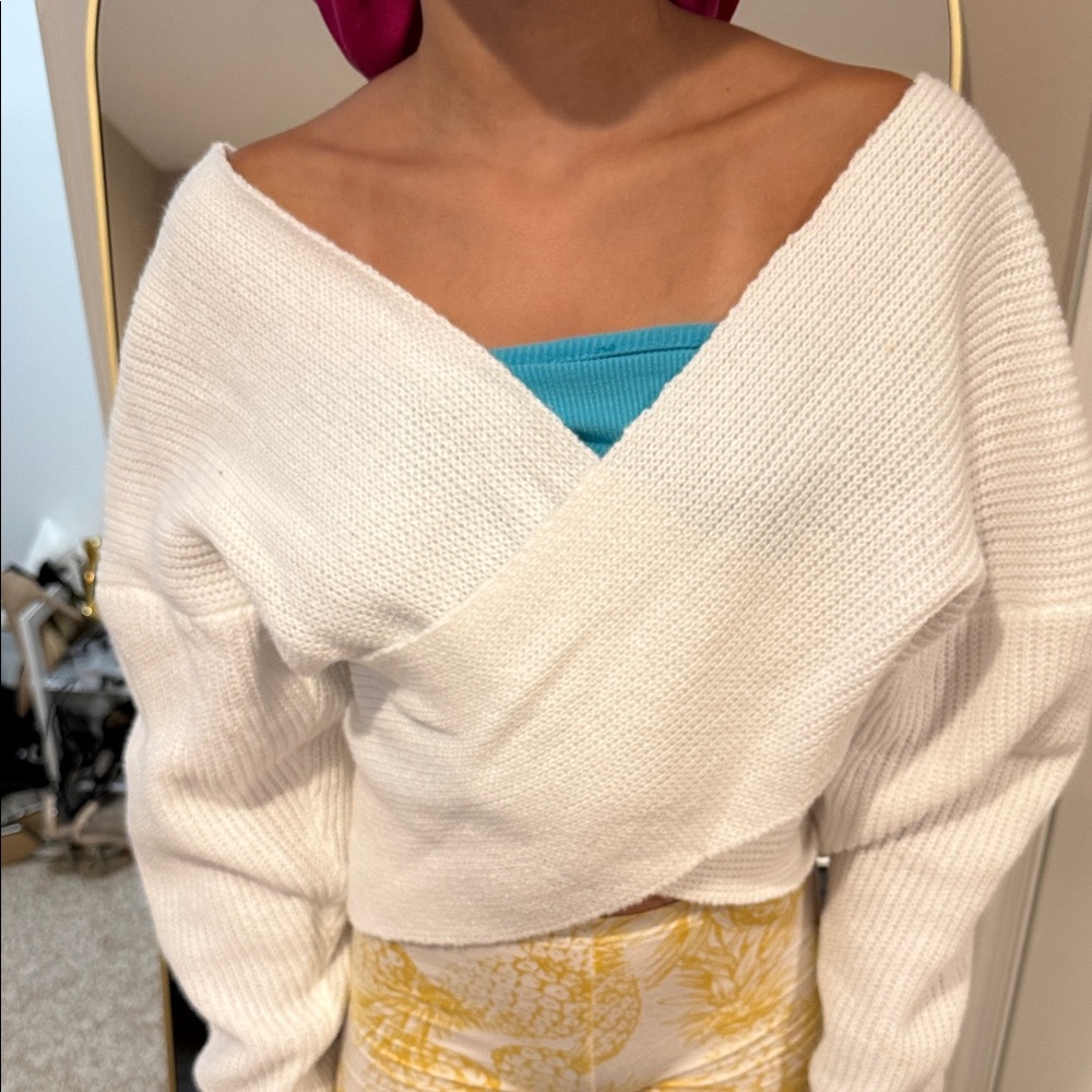 SHEIN Off-the-Shoulder White Sweater